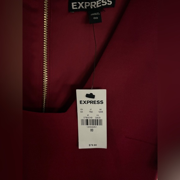 Express Red Mini Bodycon Dollman Sleeve Dress With A Split - Picture 4 of 6